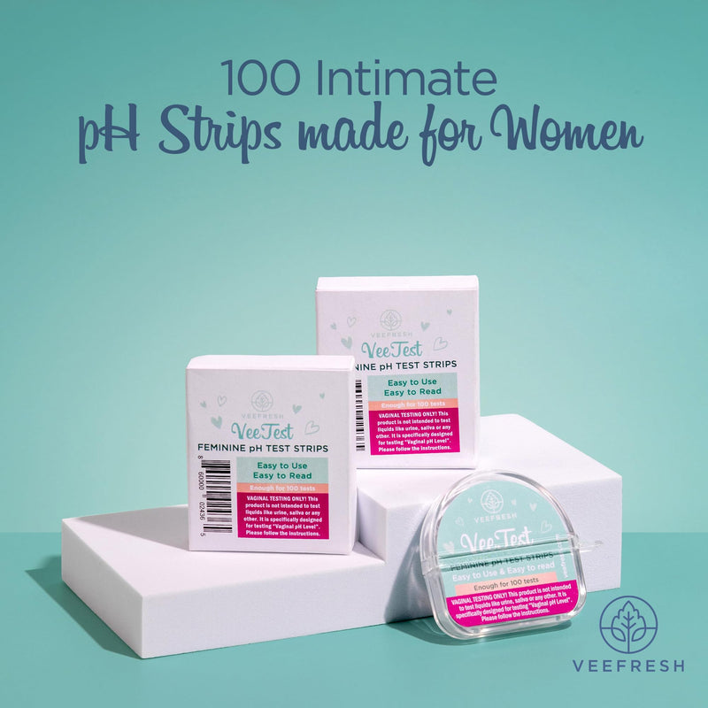 [Australia - AusPower] - VeeFresh VeeTest Vaginal pH Test Strips - 100-Piece Accurate and Easy to Use pH Balance Test Strips for Women, Compact and Discreet Vaginal pH Tester for Feminine Health Monitoring 