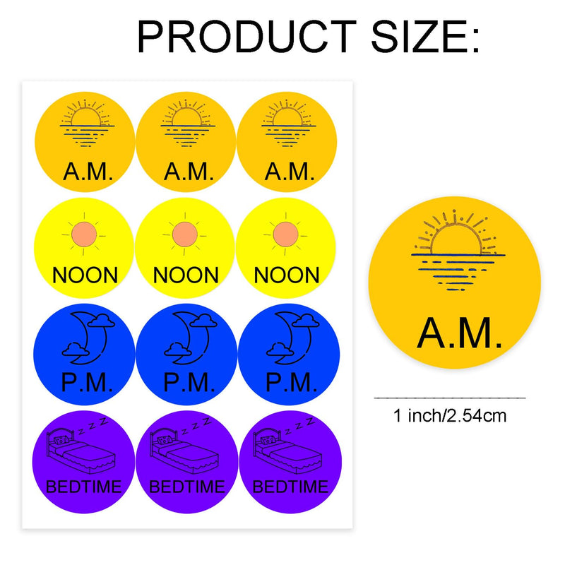 [Australia - AusPower] - Medicine Stickers Medication Instruction Label 1 Inch Morning Noon Evening Bedtime Medicine Reminder Stickers for Pill Case Planner(600 Pcs) 