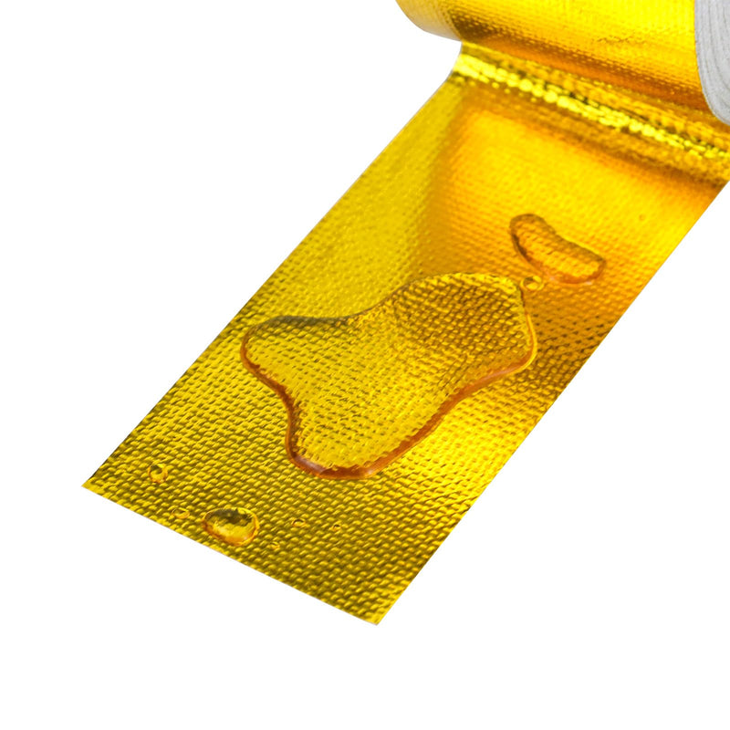 BOMEI PACK Adhesive Gold Aluminum Foil Heat Shield Tape Barrier 2inch x 66ft, Fiberglass Thermal Insulation Reflective Material High Temp Protection,1 Pack