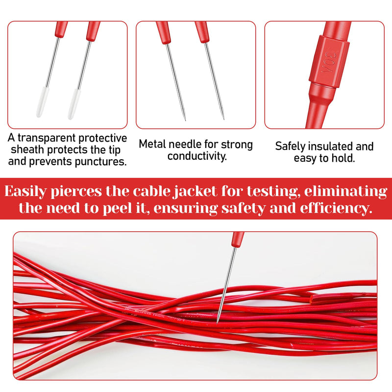[Australia - AusPower] - 10PCS Back Probe Kit 0.7mm Test Probe Pins Non-Destructive Wire Piercing Insulation Back Probes with 4mm Banana Socket for Car Tester Multimeter Tester 