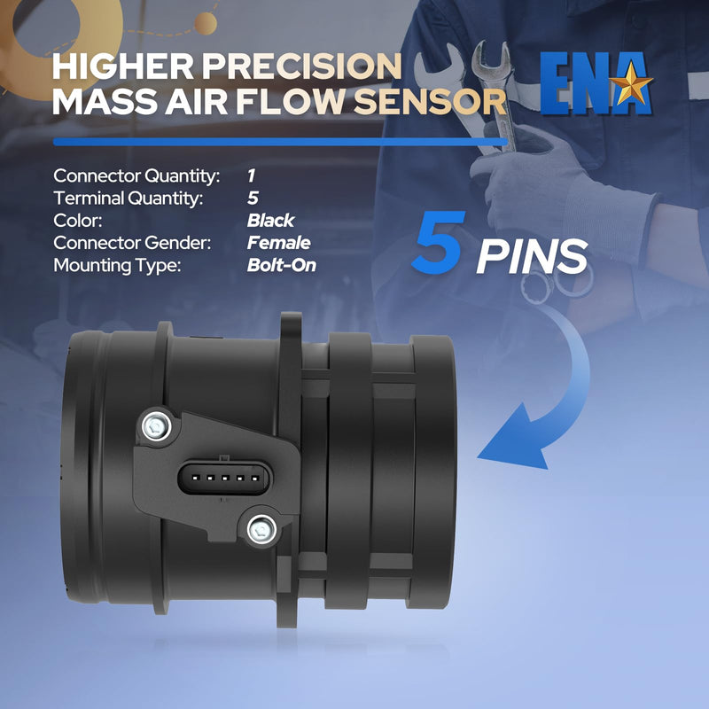 [Australia - AusPower] - ENA Mass Air Flow Sensor Meter MAF Compatible with Audi A4 A5 A6 Q3 Quattro Volkswagen VW Eos Jetta 2010 2011 2012 2013 2014 2015 2016 Replacement for 06J906461D 245-1282 MAS0402 MAF0116 