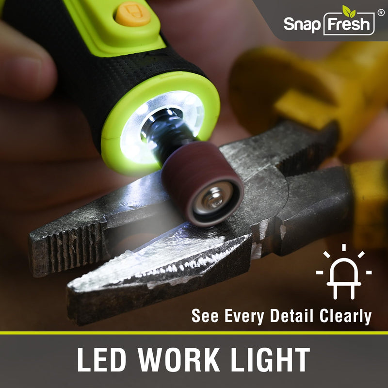 SnapFresh 8V Cordless Rotary Tool Kit, 28,000 RPM 5-Speed Mini Electric Multi-Tool with LED Light, USB-C Rechargeable, 46 Accessories & Carry Bag, Lightweight for DIY Crafts & Dog Nail Grinding 8