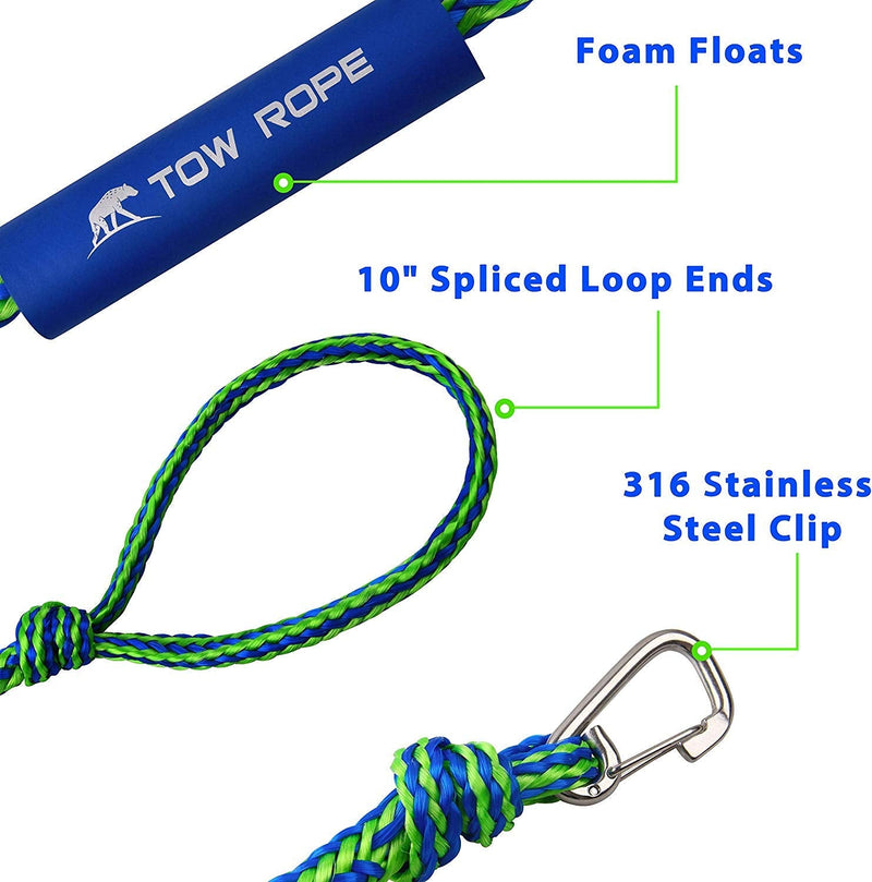 PWC Boat Docking Lines, 2 Pack 3/8” Mooring Dock Marine Rope, Braided Tow Line for Towing Boat, Kayak with 316 Stainless Steel Clip, 7ft & 10ft 7ft & 10ft -2Pack(10mm Diameter)