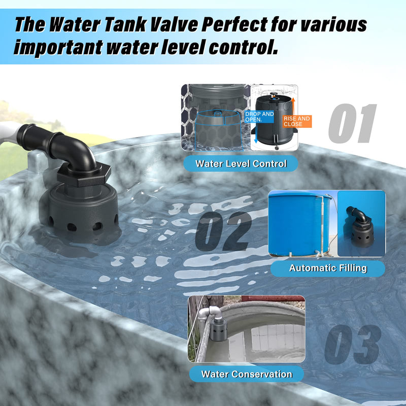 [Australia - AusPower] - Water Tank Float Valve Designed for Water Level Control, Automatic Filling, Automatic Shut Off, Nylon Resin Water Level Float Valve for Livestock Troughs, Stock Tank, Fish Pond, etc. 1" Valve 