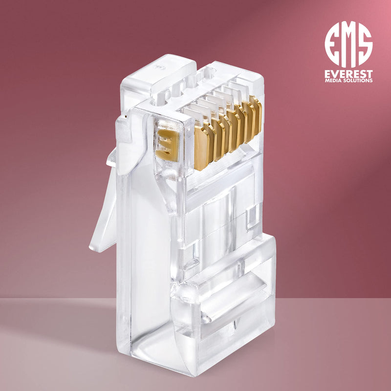 Everest Media Solutions RJ45 Cat6/6a Pass Through Connectors for a Thick 23 AWG Large Diameter UTP Network Cable, 200 Pcs | Insert Guides Included Quantity 200