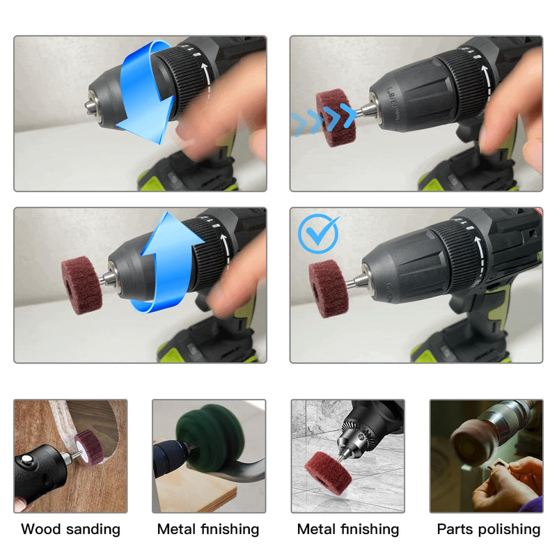 [Australia - AusPower] - FEIHU 10pcs Sanding Discs Assorted Sizes 60/50/40/30/25mm Sanding Mop Set Non-Woven Sanding Discs for Cleaning and Removing Paint Oxide Flap Sanders Shank Diameter 6mm 10 pieces 