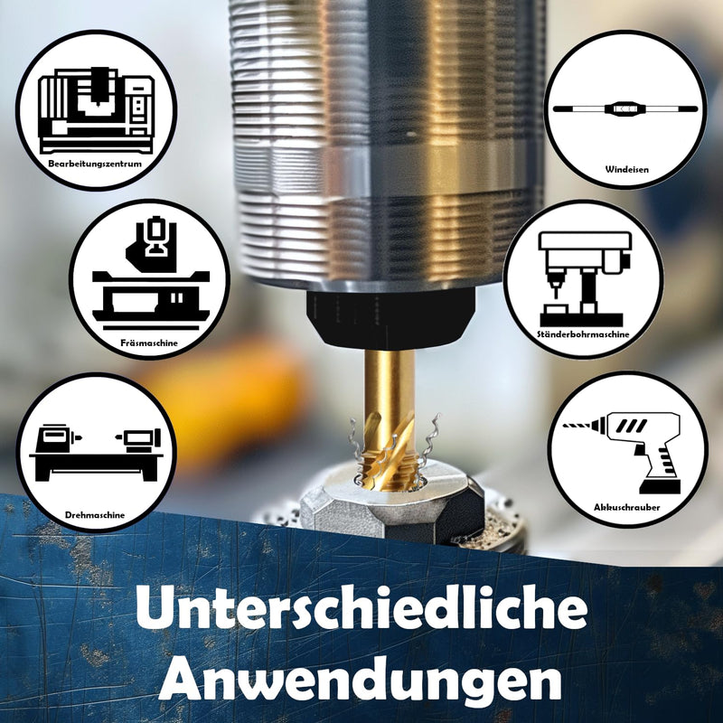 [Australia - AusPower] - AM-Zerspanungstechnik M3-M30 Tap | High-Quality Tap | Universal Blind Hole Tap Hand Tap & Machine Tap in One - Blind Hole HSS-TIN, M5 x 0.8 M5 x 0,8 Tap blind hole 