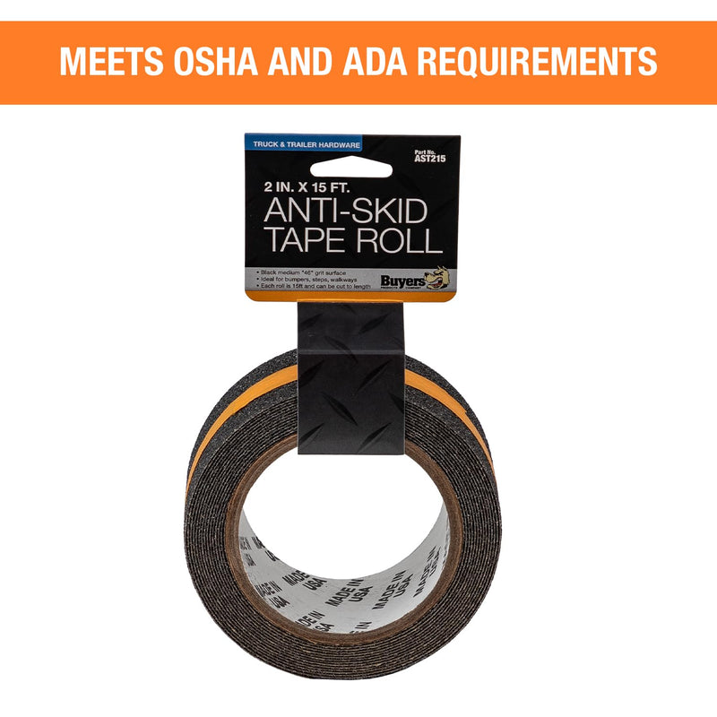 Buyers Products AST215 Anti-Skid Tape, 2" x 15', Traction Tape for Stairs, Grip Tape for Steps