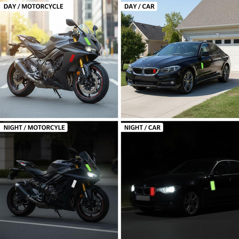cobee 60 Pcs Reflection Reflective Stickers, 1.18" X 3.15" Waterproof Self-Adhesive Safety Stickers, Reflective Tape for Clothing Cars Trailer Truck Bike Motorcycle Helmet
