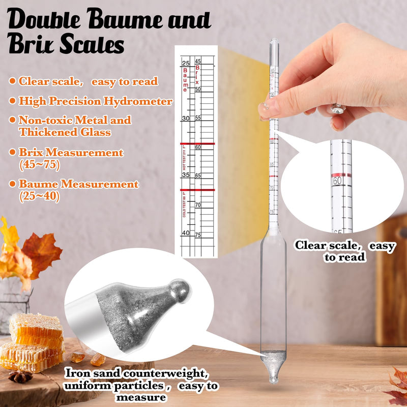 [Australia - AusPower] - 6pcs Maple Syrup Hydrometer Kit,Maple Syrup Density Kit,Stainless Steel Maple Syrup Hydrometer Test Cup Kit,Maple Syrup Supplies for Measuring Sugar Content in Syrup Sap 