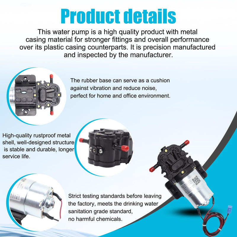 GMB-D-23130 Water Pump, DC 12V, 0.32 GPM, Compatible Primo Water Dispenser Parts, Avalon Water Dispenser Parts, Brio Bottle Bottle Water Cooler Water Dispenser Parts Replacement Replace DP005A2