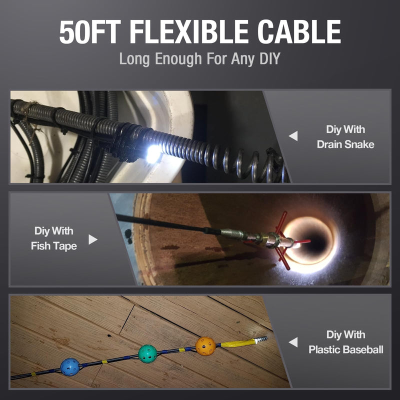 [Australia - AusPower] - 50FT Sewer Camera, Teslong USB C Drain Plumbing Snake Borescope Inspection Camera with 8 LEDs, 50 ft Flexible Waterproof Endoscope Fiber Optic Scope Cam compatible with iPhone 15, Android Phone 