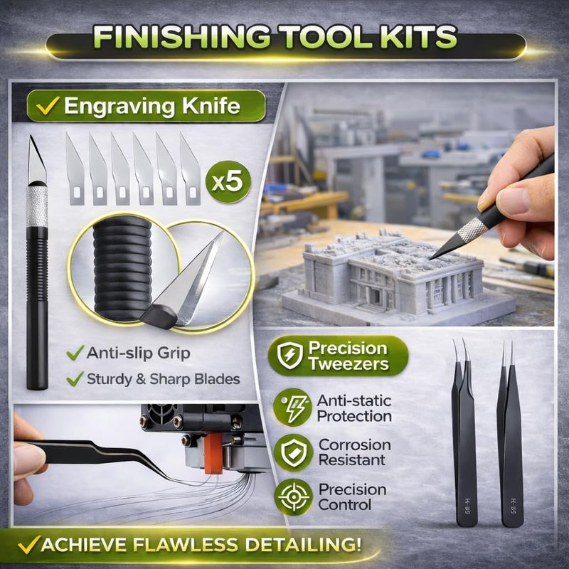 3D Printer Tools Kit, 46PCS 3D Printing Accessories for FDM SLA Resin Printers, Includes Nozzle Cleaning Kit, Print Removal Tools, Deburring Tool, Files, Flush Cutters, Pliers,Tweezers & More