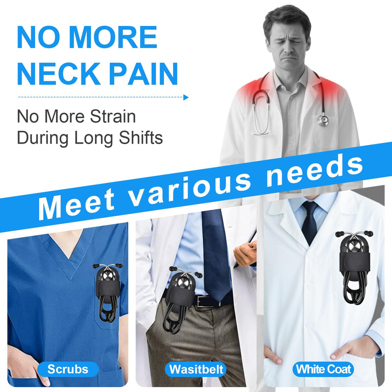 [Australia - AusPower] - Magnetic Stethoscope Holder Clip, Leather Stethoscope Holster Clips, Lightweight Portable Holster for Physicians, Nurses, EMT, Medical Nursing Students black 