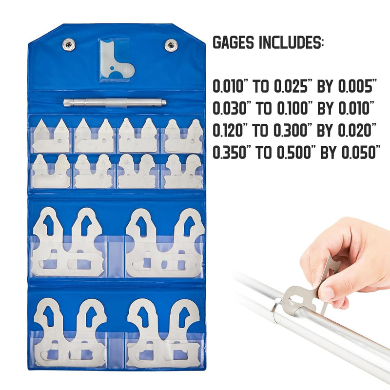 [Australia - AusPower] - Generic 3602-5025 Stainless Steel Radius Measuring Tool 26 Pcs Radius Gauge Set 0.010'' to 0.500'' Gauges with Holder 