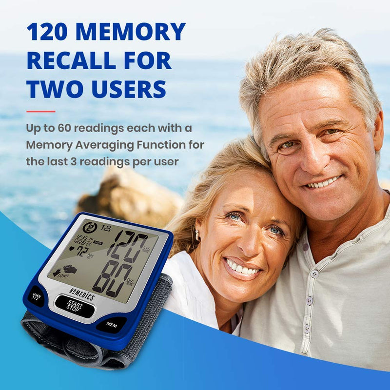 [Australia - AusPower] - Homedics Blood Pressure Monitor, Automated Wrist Blood Pressure Machine for Home use with Easy One-Touch Operations. Stores up to 120 Readings (60 Readings per 2 Users). Cuff and Storage Case Included 