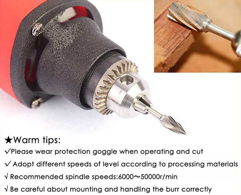 DLtools 10pcs Aluma Cut Tungsten Carbide Rotary Burr Set, Metal Carving Drilling Polishing Cutter Bits with 1/8"(3mm) Shank and 1/4"(6mm) Head Dia for Die Grinder Drill Aluminum and Wood Aluma Cut Burr Set