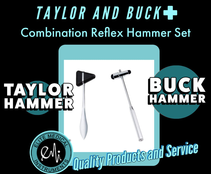 [Australia - AusPower] - EMI Professional 2-Piece Set: Black Buck and Taylor Reflex Hammers for Comprehensive Neurological Examinations - Perfect for Doctors, Nurses, and Medical Professionals to assess reflex testing 
