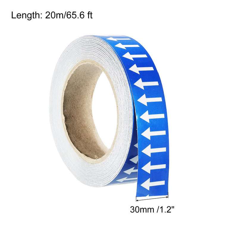 PATIKIL White on Blue Color Arrow Tape Vinyl Stickers Arrow Labels 30mm/1.2" for Pipe Markers, 1 Roll
