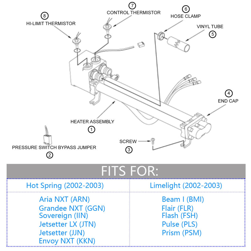 34-01395-K Sensor Kit 2 Pin High-Limit Thermistor Sensor and 4 Pin Control Thermistor Sensor with O-Rings Fit for Hot Spring, for Tiger River, for Limelight Spas 2002-Current Replaces 39204, 39205