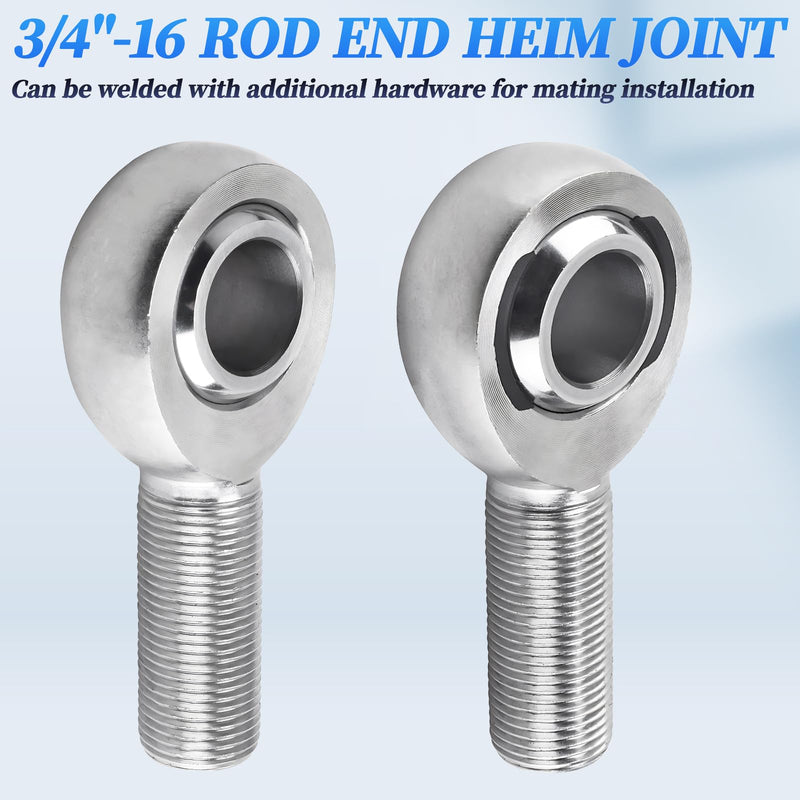 [Australia - AusPower] - RH 3/4"-16 Thread x 3/4" Bore, Chromoly Rod End Heim Joint Steering Shaft Support, Spherical Rod End, 3/4-16 in Right Hand Male Thread(.750)-2Pk 