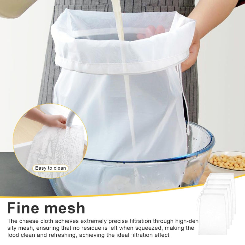 [Australia - AusPower] - DEANKEJI White Press Bag for Fruit Press, Pack of 10 Nylon Filter Bags, with Drawstring, Nut Milk Bag, Washable, for Filtering Soy Milk, Milk, Juice, Vegetables 