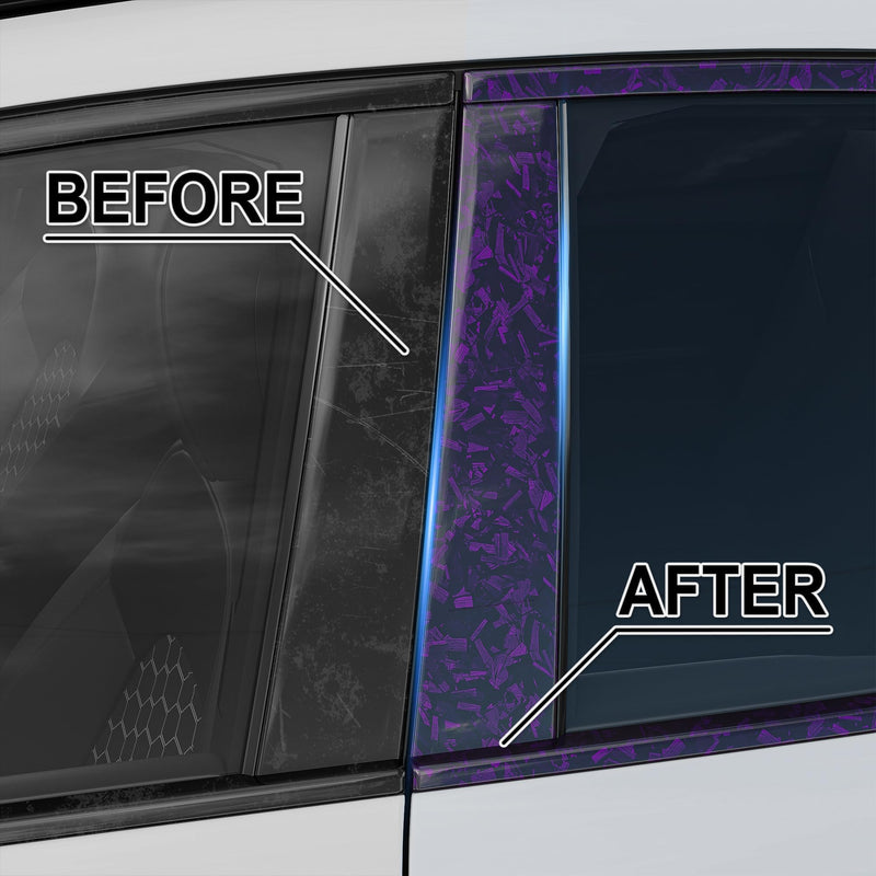 Lypumso Gloss Forged Carbon Fiber Vinyl Wrap Tape 6" x 20ft - with Tool Kit for Chrome Delete, Door Sill Protector, Car Trim Blackout DIY Auto Detailing (Purple) Purple 6inch x 20ft