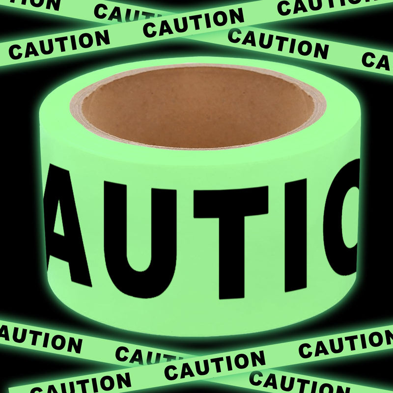 Glow in The Dark Tape Halloween Caution Tape Decorations 2inx32.8ft Crime Scene Construction Warning Glow Tapes Roll Indoor Outdoor Barricade Safety Night Stairs Exit Door Walls Danger Areas
