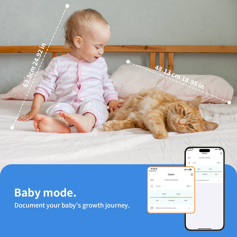 [Australia - AusPower] - AI-Enabled Smart Body Tape Measure – Bluetooth Fitness Tracker with USB-C Recharge, LED Display & Fitday App – Real-Time Body Progress Analytics for Athletes, Weight Loss & Home Health (60in / 150cm) 
