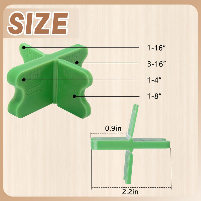 [Australia - AusPower] - 8 Pcs ABS Deck Spacer Tool,4 Thicknesses Deck Board Spacers(1/16", 1/8", 3/16", 1/4"),Green Deck Spacers Assorted for Pressure Treated Composite Decking Green-8 