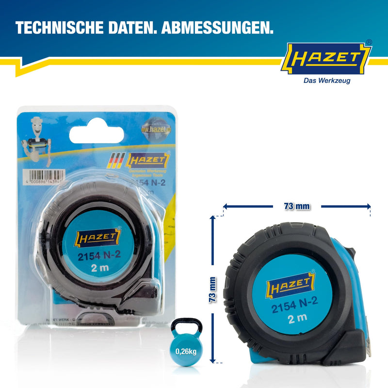 [Australia - AusPower] - HAZET 2154N-2 Measuring Tape 2m/6.56ft, Multi-Colour 2 m 