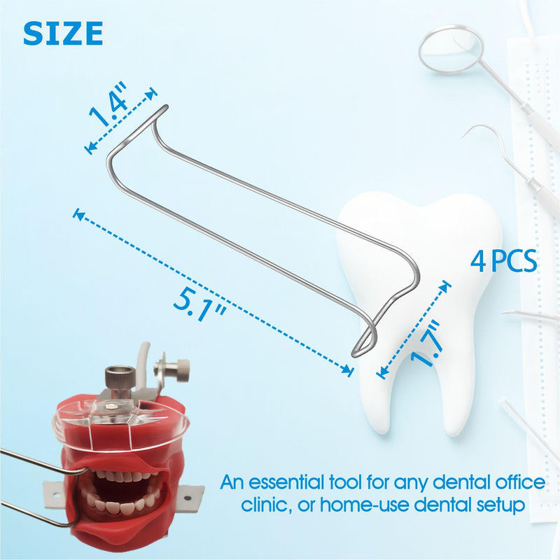 Dental Columbia Cheek Retractor, Stainless Steel Autoclavable Mouth Openers for Teeth Bite, Orthodontics & Procedure, Pack of 4