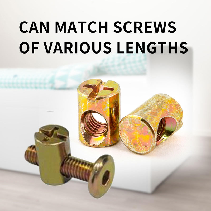 [Australia - AusPower] - 4 PCS M6 Spring Loaded Barrel Nuts, Slotted Barrel Nuts Cross Dowels, Replacement Screws Cross Dowel Barrel Nuts with Part 100514 for Furniture Bed Crib and Chairs 