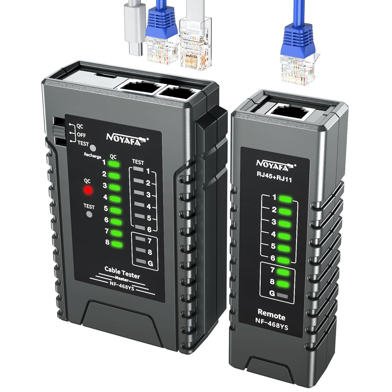 [Australia - AusPower] - NOYAFA NF-468YS Network Cable Tester, Ethernet Cable Tester for RJ11, RJ12, RJ45, CAT5,CAT6, CAT7, Continuity Tester,PoE Testing, UTP/STP Cable Checker, 60VAnti-Burn LAN Network Tools 