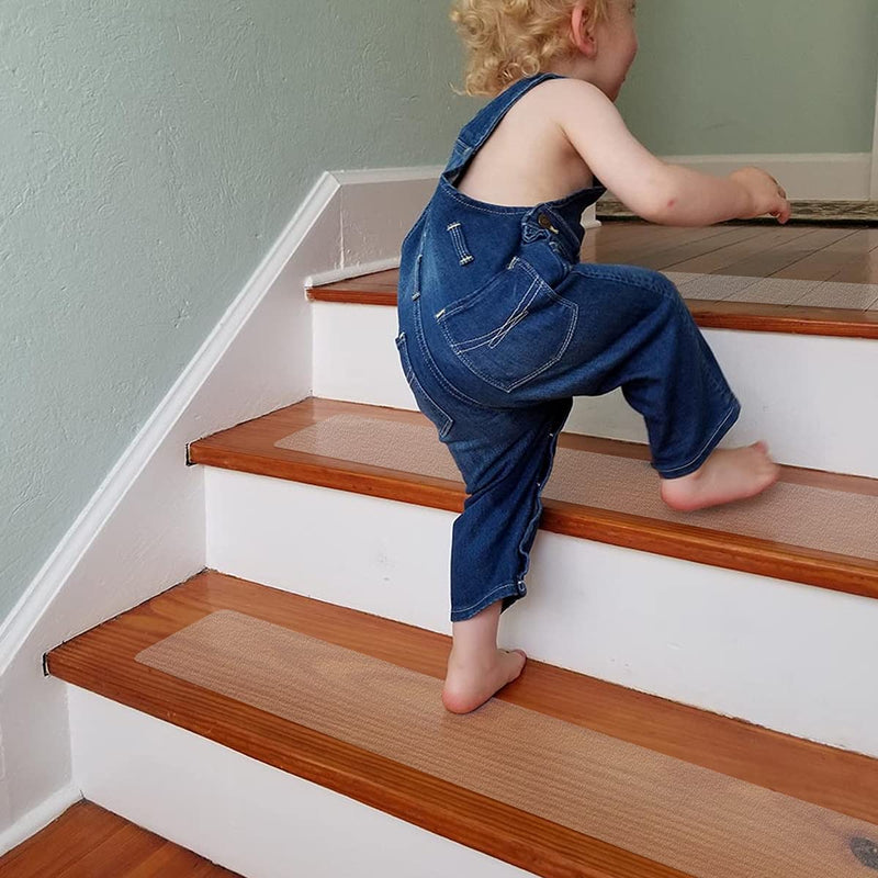 Non Slip Stair Treads 6’’ x 32’’, 5 Pack Pre-Cut Transparent Anti Slip Strips, Waterproof and High Viscosity, Adds Non Slip Traction to Floor, Bathroom, Safety for Kids, Elders and Pets 6" x 32"