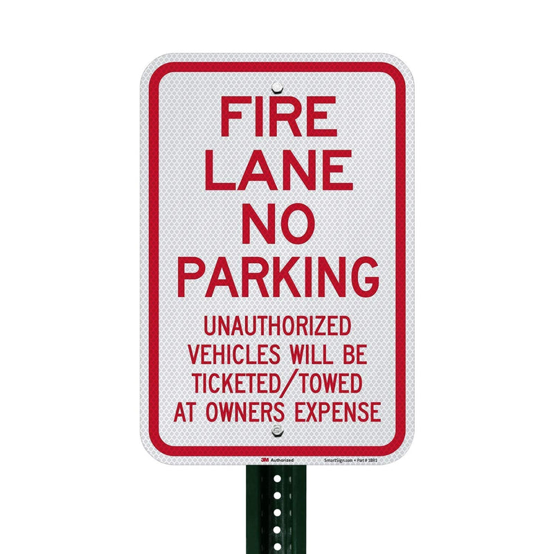 SmartSign "Fire Lane - No Parking, Unauthorized Vehicles Towed" Sign | 12" x 18" 3M Diamond Grade Reflective Aluminum