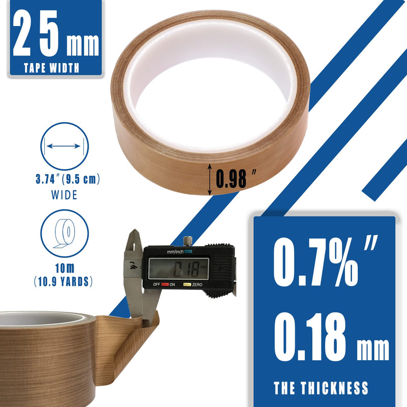 [Australia - AusPower] - High Temperature Teflon Tape 1 inch x 33 feet PTFE Adhesive Teflon Tape - Fits Weston,FoodSaver, Seal A Meal, Cabellas Vacuum 