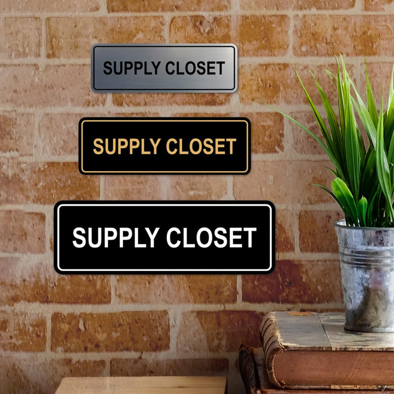 Signs ByLITA Standard Supply Closet Wall or Door Sign | Office Storage Signage (Black) - Large 2 Pack 3 x 9" - Large (2 Pack) Black