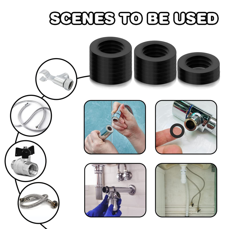 [Australia - AusPower] - Prasacco 25 Pieces Shower Hose Washers, Rubber Hose Washer Tap Sealing Rings Shower Head Washers Rubber Washers Seals,1/2 Inch Hose Washer Seal for Shower Head and Hose Connecting 