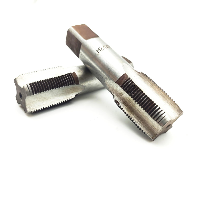 AtticZone M24 x 1.5 Metric Hand Thread Tap, Right Hand, Alloy Tool Steel, 1 Taper Tap, 1 Plug Tap for Metal Working DIY Industrial M24x1.5
