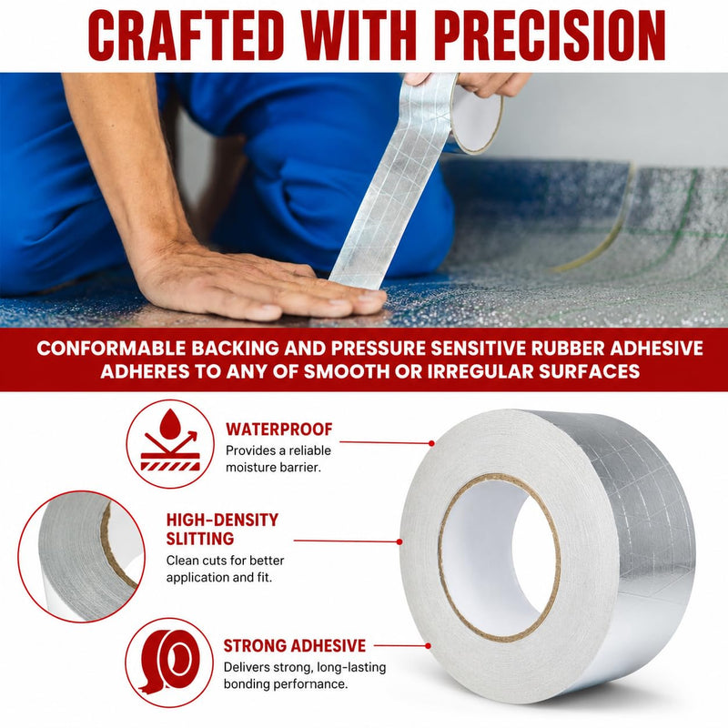 GGR Supplies T.R.U. FSK 6.8 MIL Aluminum Foil Reinforced Scrim/Kraft/Jacketing/Insulate Tape with Rubber Adhesive. 3" (72mm) X 50 Yards. 3" (72mm)