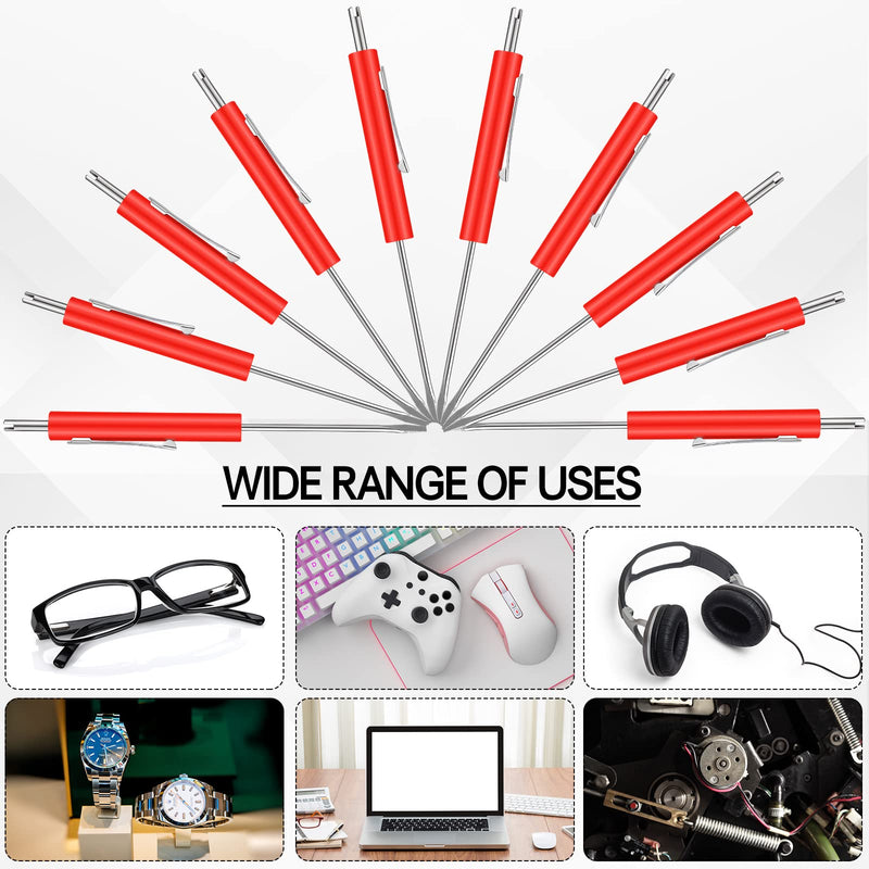 [Australia - AusPower] - Zhehao 10 Pcs Pocket Screwdriver with Valve Core Removal Tools, Mini Screwdriver Set Small Dual Use Screwdriver Kit with Clip for Mechanics Electricians Electronic Technician Assembler?Red? Red 