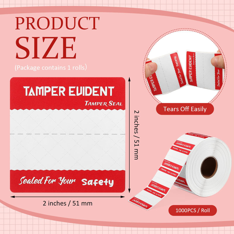 Tamper Evident Stickers 2" x 4" Thermal Printer Sticker Paper Tamper Proof Stickers for Drivers Safety Seal Writable Delivery Label (Red,1000)