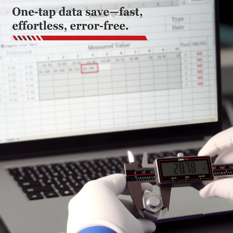 [Australia - AusPower] - Wireless Digital Caliper, 200mm/8inch Stainless Steel Precision Measuring Tool with Data Output, Inch/MM Conversion, Zero Reset, Auto Off, for DIY, Woodworking, Jewelry Making 