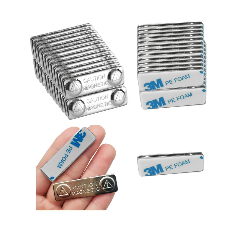 Upgraded Name Tags/ID Badge Magnets, 50 Pack Super Strong Magnetic Name Badge Holders with Steel Back Plate, Fastener with Adhesive on Front Plate, High Strength Rare Earth Badge Magnet