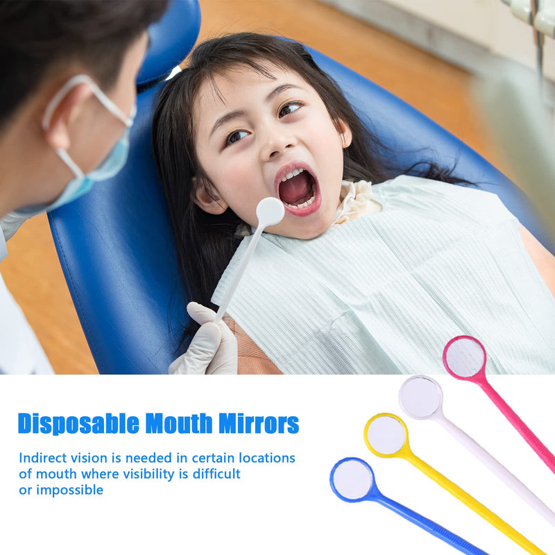 [Australia - AusPower] - 40 Pieces Plastic Dental Mirror for Teeth Inspection, Disposable Mouth Mirror Curve Angle Dentist Instrument Oral Care Tool 