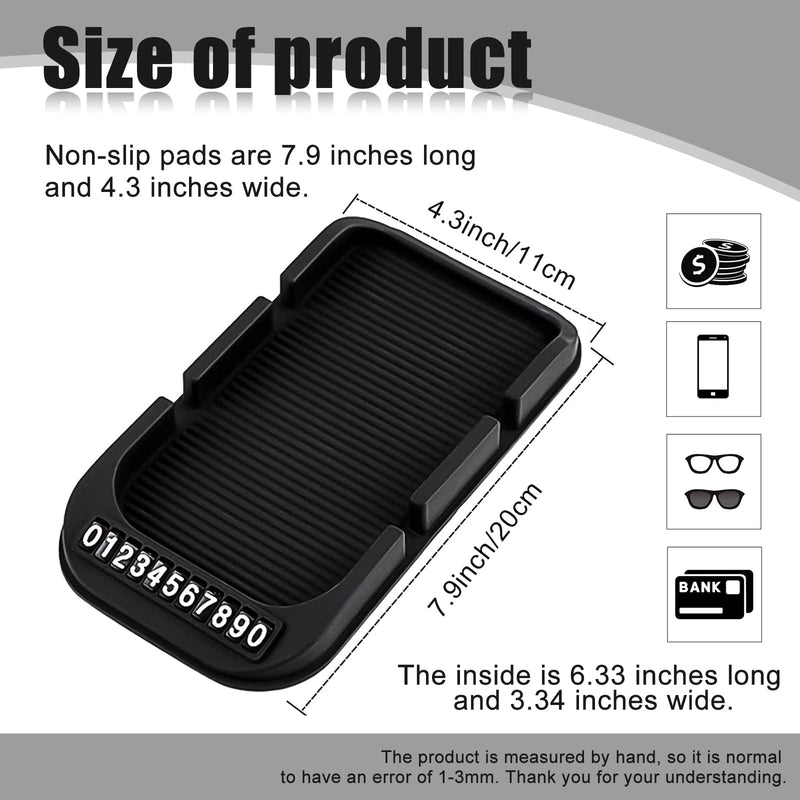 [Australia - AusPower] - Car Dashboard Cell Phone Holder, Anti-Slip Pad Double-Groove with Number Plate Auto Silicon Tray, Silicone Car Pad Mat for Various Dashboards,Phone GPS Keychains Sunglasses Mat 