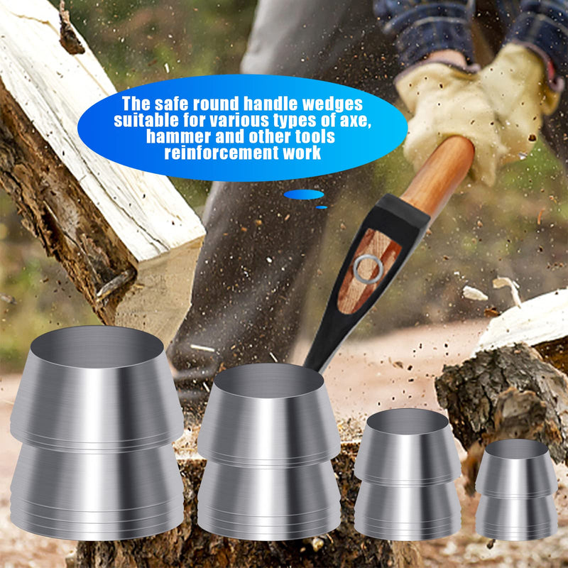 [Australia - AusPower] - 20 Pcs Safety Round Handle Wedges Axe Hand Metal Wedge Hammer Handle Steel Wedge Mauls Handle Wedge Kit for Axe Claw Hammer Sledge (0.31/ 0.39/ 0.47/ 0.55 Inch) 