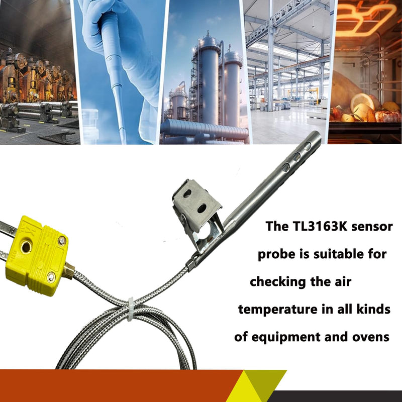 [Australia - AusPower] - TL3163K k-Type thermocouple air Probe Stainless Steel Open Hole Clip for Air Temperature -40°F to 890°F 