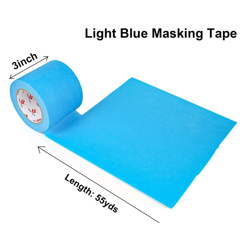 [Australia - AusPower] - BOMEI PACK 4'' Blue Painters Tape, 3D Printing Tape 4 Inches x 55 Yards for Laser Cutting, 21-Day Clean Removal Wide Masking Tape 4in x 55yards 